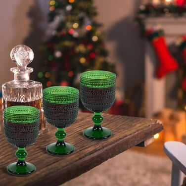 Набір вінтажних келихів для вина, 350 мл, 6 штук, кришталеве скло з тисненням, придатні для миття в посудомийній машині, рожеві