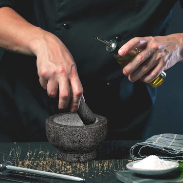 Набір для приготування спецій Relaxdays: гранітний ступка з толуштою, Ø 13 см, 250 мл, сірий