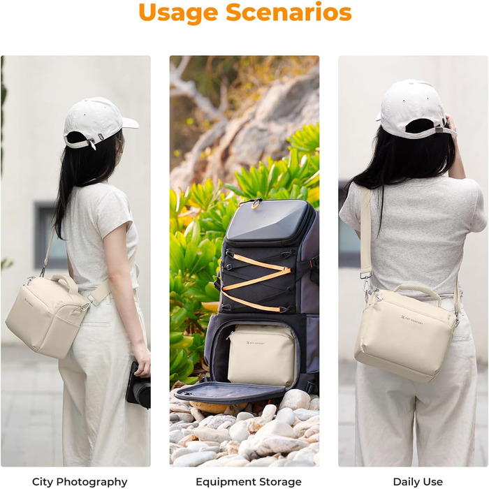 Сумка-рюкзак для фотокамери K&F Concept Beige - для фотографів, повсякденне використання
