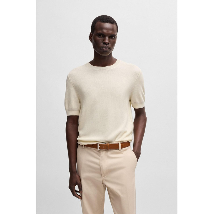 Чоловічий шкіряний ремінь BOSS Elloy-PC-An, італійського виробництва з логотипом, колір: Medium Brown