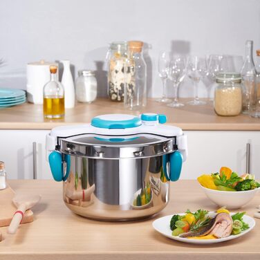 Каструля-скороварка Seb 6l ClipsoMinut'easy+ Blue P4900716 - Інддукція, нержавіюча сталь, Made in France