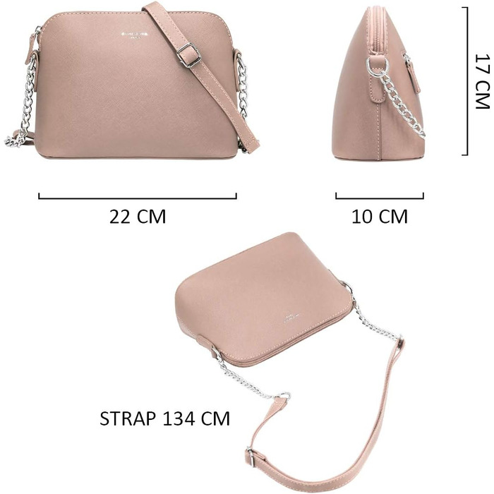 Сумка жіноча David Jones через плече рожева: кросбоді, клатч, вечірня, повсякденна, зі шкіри PU, на ланцюжку