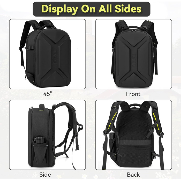 Чохол-рюкзак для камери з відділенням для ноутбука 15.6 дюймів, водонепроникний, ударостійкий, з тримачем для штатива (сумісний з Canon/Nikon/Sony), чорний