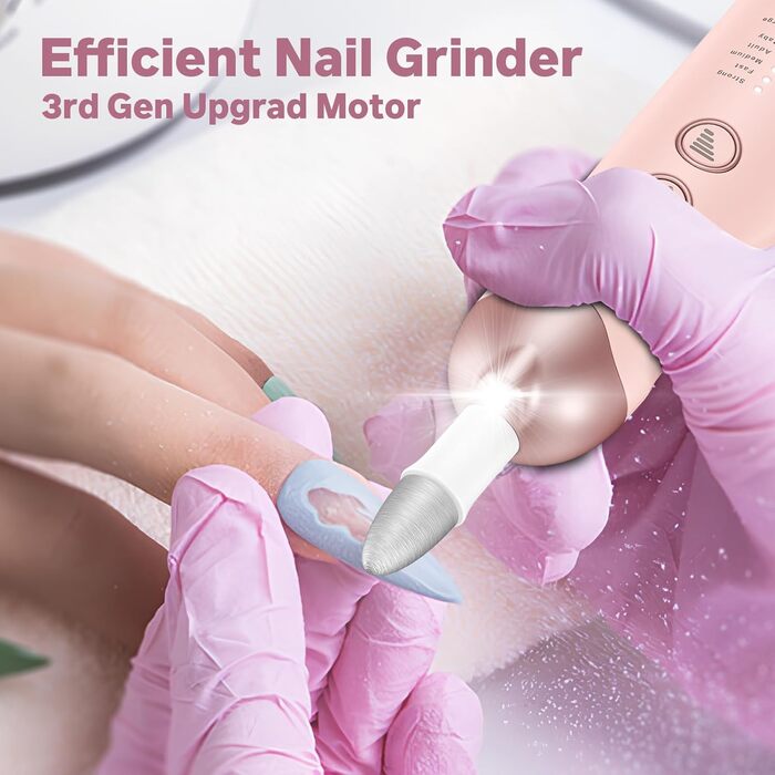 Електричний набір для манікюру та педикюру AOMEES з 9 насадками, LED-підсвічуванням та сумкою (Тюльпан)