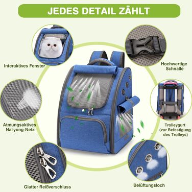 Рюкзак для котів та собак ALLSOPETS, складаний, дихаючий з сонцезахистом для маленьких тварин. Ідеально для подорожей, кемпінгу та піших прогулянок (Королівський синій)