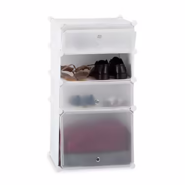 Relaxdays Shoe Rack Plastic with 4 Compartments