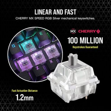 Механічна ігрова клавіатура Corsair K70 MAX RGB з перемикачами MGX, регульованою точкою активації, клавішами PBT Double-Shot, сумісна з iCUE, QWERTY NA розкладка, сталево-сірий колір