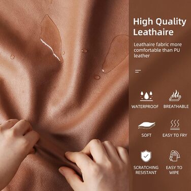 Софа для собак BingoPaw Luxus: велика ортопедична лежанка для собак XL з дихаючого водонепроникного шкірозамінника, сучасна лежанка для тварин з підголівником та дерев'яними ніжками, 120x74x40 см (колір: коричневий)