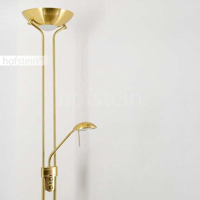 LED торшер Rom з металу в латуні, диммер на корпусі, 1 x 18 Вт, 1600 Лм та 1 x 5 Вт, 480 Лм, 3000K (тепле біле світло), настінний прожектор з регульованою лампою для читання