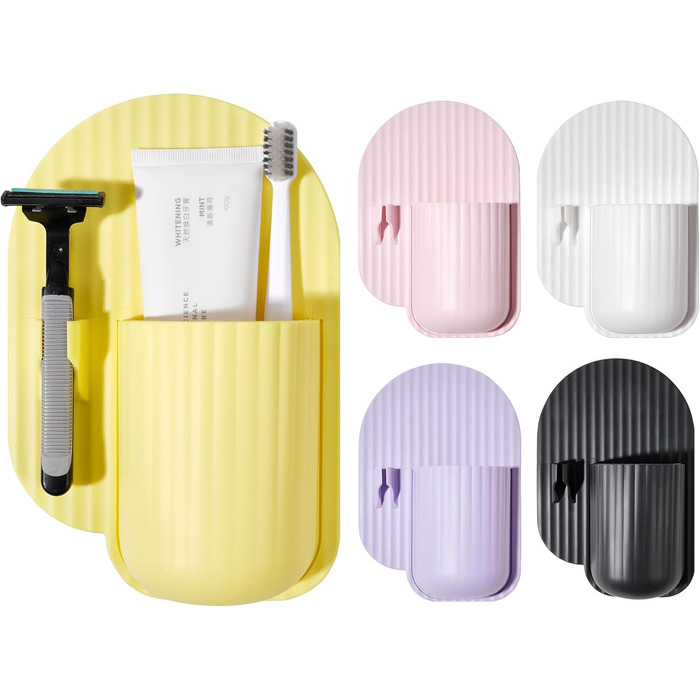 Silicone Shower Toothbrush Holder, Suction Cup, Shower Box Tool, Bathroom Tool, Suction Cup for Walls or Mirrors, Silicone is Waterproof and Removable for Reuse, Yellow