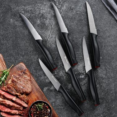 KATISUN 16-Piece Japanese Steel Knife Set with Block - Includes Sharpener, Cutting Board & Kitchen Shears - Durable Titanium Coated Kitchen Knife Set for Chopping, Slicing & Dicing