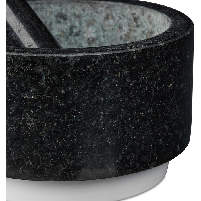 Гранітний ступка з толуштою Relaxdays – 14 см, 400 мл, сірий/білий | Для спецій та трав