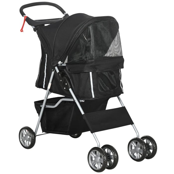 Візок для собак PawHut - Buggy для домашніх тварин, коляска для собак, бігова коляска, причеп (Чорний)