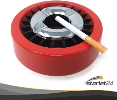 Starlet24 металевий вітрозахисний попільничка для вулиці, круглий, стійкий, плоский, набір 5 шт., червоний