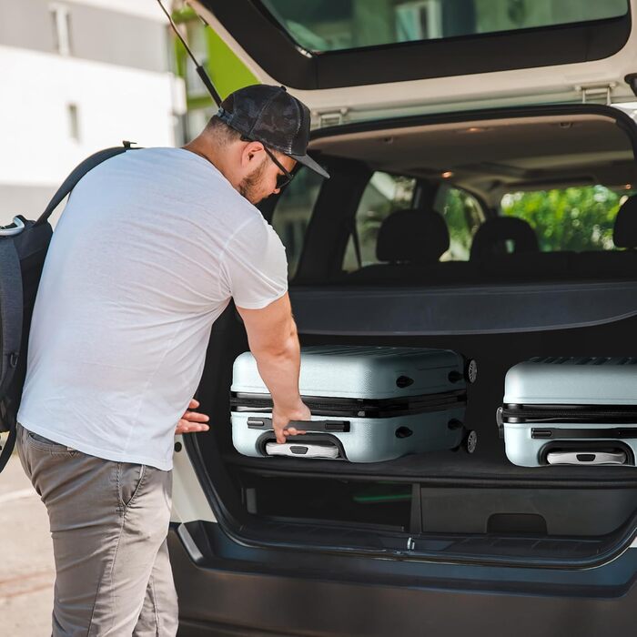 Набір валіз LALAHO 3 шт. з твердим корпусом, великий дорожній набір, валізи з колесами, ABS+PC, ручна поклажа, набір з 3 валіз, м'ятно-зелений колір