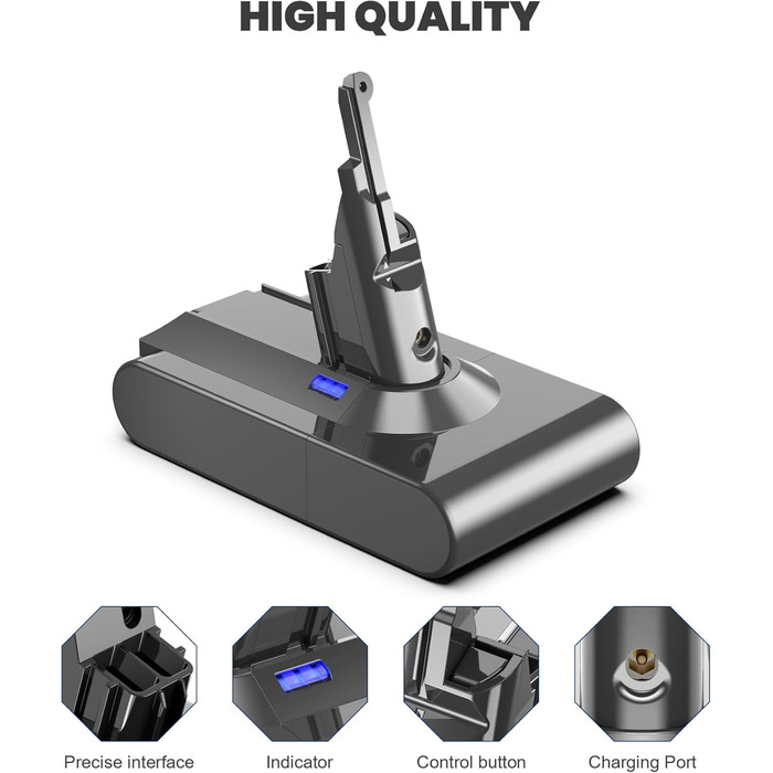 Акумулятор V8 6000mAh Powtree для пилососа Dyson SV10 (2 фільтри + викрутка + 3 шурупи + щітка)