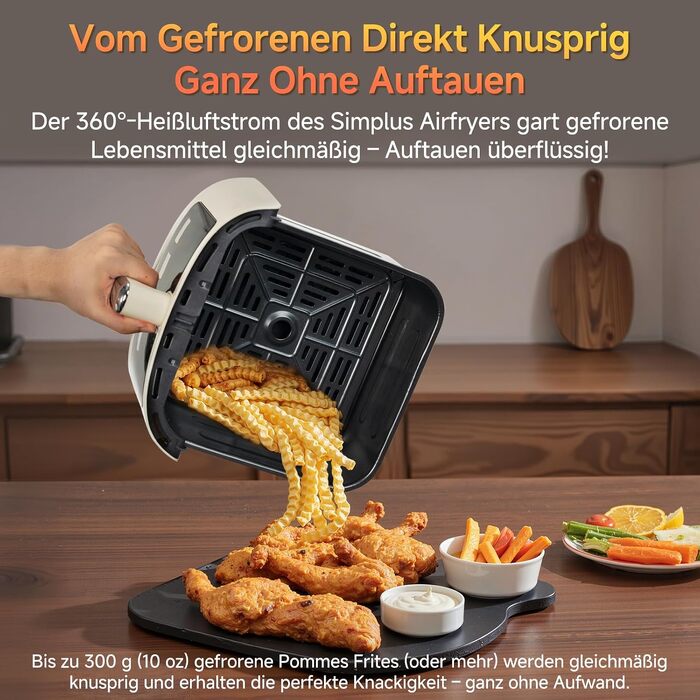 Аерофритюрниця SIMPLUS Airfryer XL 6.5 л з вікном та сенсорним керуванням, 1500 Вт, 10 програм, антипригарне покриття