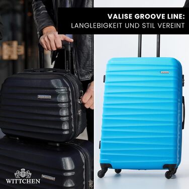 Чемодан на колесах Wittchen Groove Line L, великий, з ABS-пластику, 4 колеса, кодовий замок, чорний (підходить для Lufthansa/Eurowings/Ryanair)