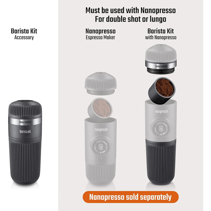 WACACO Nanopresso Barista Kit, accessories for the portable espresso machine Nanopresso. Double espresso, lungo
