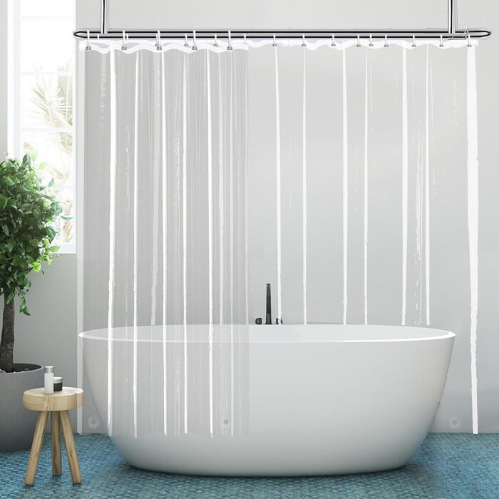 Шторка для душу YISURE, 120 x 200 см, прозора, водонепроникна, з магнітною фіксацією