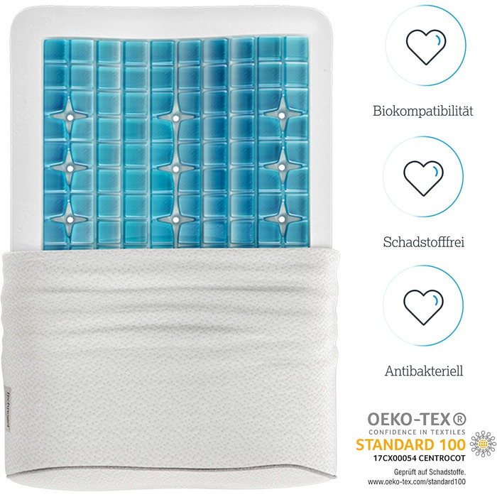 Подушка ортопедична Technogel Original Anatomic, біла, 66x42x7 см, анатомічна, 7 см висота