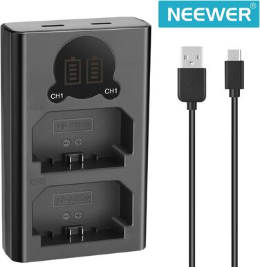 Зарядний пристрій NEEWER з двома USB роз'ємами, сумісний з акумуляторами Sony NP-FZ100 та камерами Sony ZV-E1, FX3, FX30, A1, A9 II, A7R V, A7S III, A7 IV, A6600, A7C. LCD дисплей, універсальні можливості заряджання DL-FZ100