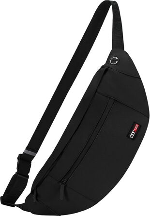 Чоловіча/жіноча поясна сумка MAXTOP: водонепроникна, XL, 4/5 кишень, для активного відпочинку, спорту, подорожей, чорна