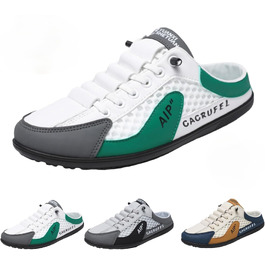 Чоловічі літні кросівки-мюлі Slip-on: дихаючі спортивні капці з сітки, темно-зелені, розмір 43