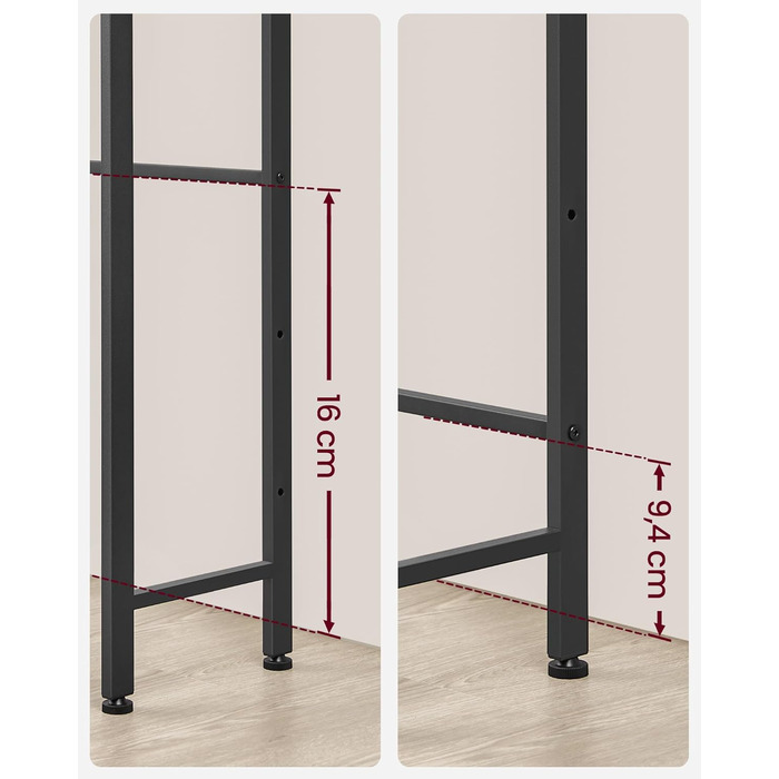 VASAGLE Toilet Shelf, 3 Tiers, Bathroom Shelf, Space-Saving, Easy to Assemble, for Laundry Room, Industrial Style, Rustic Brown and Black, BTS002B01 (Grey + Black)