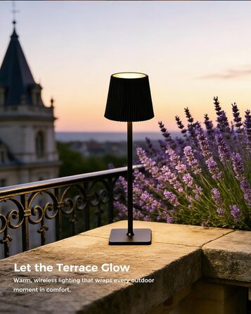 Світлодіодна настільна лампа бездротова LED для вулиці та дому, димована, з акумулятором 5200mAh, водонепроникна IP54, чорна
