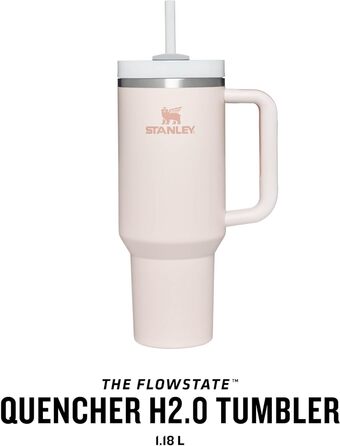 Stanley Quencher H2.0 Flowstate Water Bottle with Straw 1.2L - Thermobeaker Keeps Drinks Cold for 11 Hours - 48 Hours Iced - Dishwasher Safe - BPA-Free Thermos Flask - Stainless Steel Drinking Cup