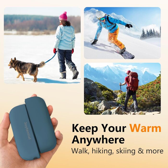 Електричний гріє для рук та кишень 2-в-1, 10000mAh, з магнітним кріпленням, 3 режими нагріву, багаторазовий, для активного відпочинку, кемпінгу, подарунок для жінок та чоловіків (Стандарт - Синьо-сірий)