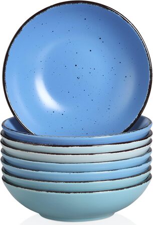 Набір тарілок Vancasso MODA Steingut: 12 глибоких тарілок для супу, пасти, салату (800 мл, блакитні відтінки)