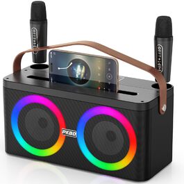 Караоке-система PKBD з Bluetooth, 2 мікрофонами та LED-підсвіткою для дому та вулиці