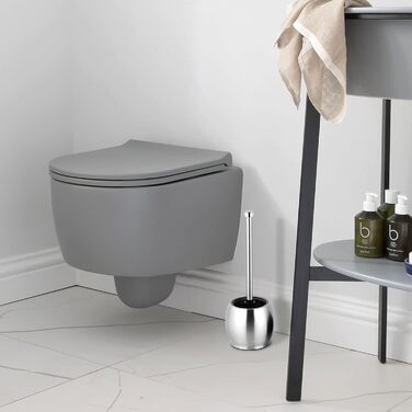 Щітка для унітазу з нержавіючої сталі, чорна, з підставкою, без свердління, з запасним змивачем, для ванної кімнати та туалету