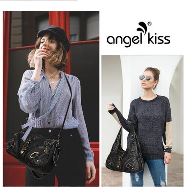 Сумка жіноча Angelkiss Hobo через плече, велика, чорна (801) для повсякденного використання