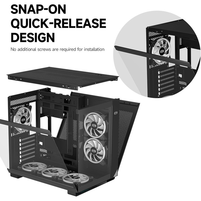 Корпус ПК Tower ATX C3T500 ARGB від PCCOOLER: 6 вентиляторів ARGB, підтримка RTX 40, подвійне скляне бокове вікно, чорний колір