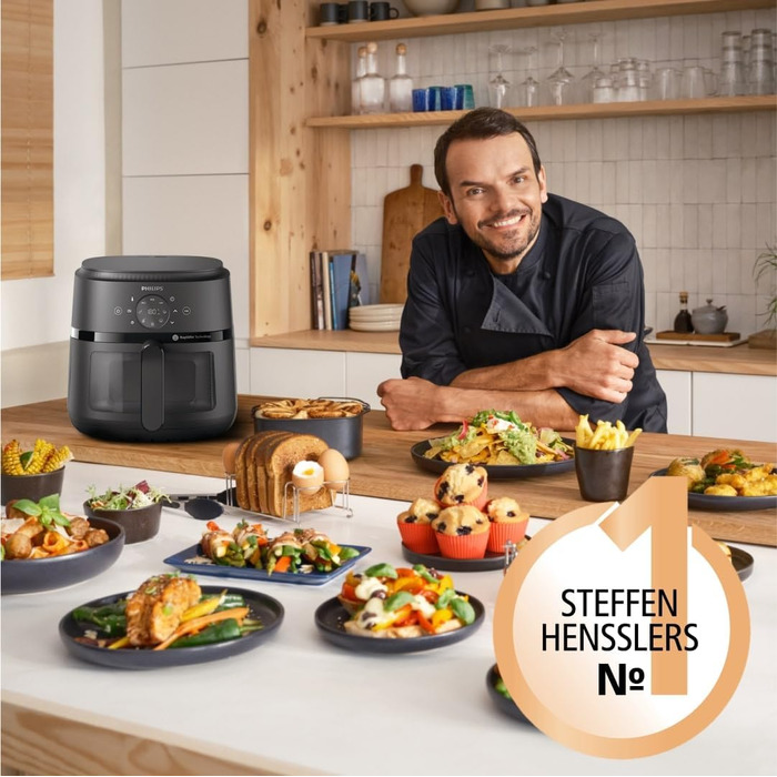 Philips Airfryer 2000 Series – 13 Cooking Functions, 6.2L Capacity, Compact Design with Viewing Window, RapidAir Technology, 90% Less Fat, Easy to Clean (NA230/00) 6.2L - Viewing Window