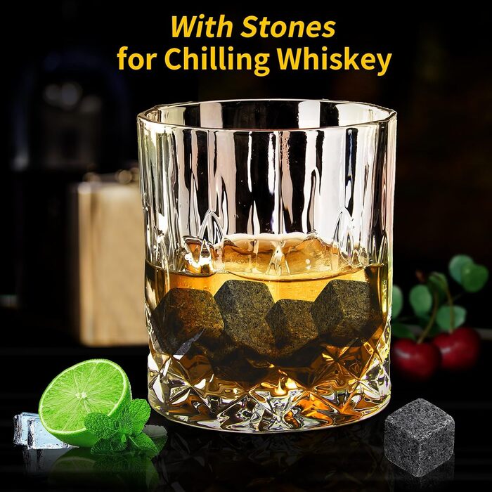 Набір склянок для віскі (6 шт.), 300 мл, кришталь, для віскі, бурбону, бренді, рому, коктейлів, дім, бар, вечірка