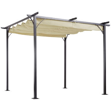 Outsunny Pergola Gazebo 3 x 3 m Waterproof with Sliding Roof and UV Protection for Garden and Patio, Aluminum Beige