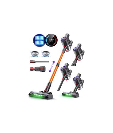 Бездротовий акумуляторний пилосос DP2 з подвійним акумулятором, 45KPa, 60 хвилин роботи, 500W, LED-дисплей, телескопічна труба, вертикальне зберігання, світло GreenEye, ідеальний для шерсті тварин/килимів/твердих підлог, золотий