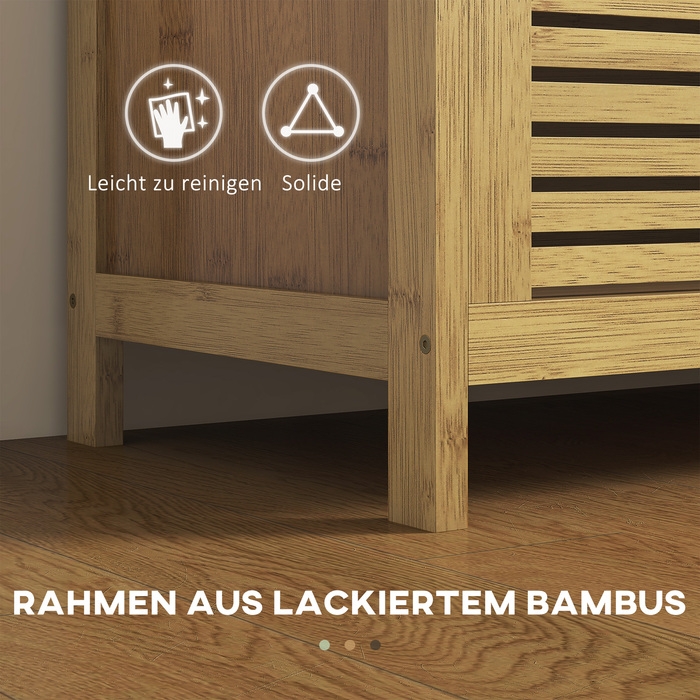 HOMCOM Shoe Cabinet with Folding Lid and Shoe Shelf, Bamboo Entryway Bench, Natural Storage for Entryway and Hallway, 100 x 40 x 60 cm