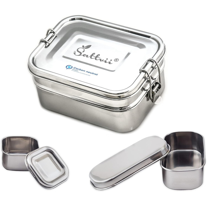Premium Stainless Steel Lunch Box & Lunchbox Set | Rust-Free & Sustainable | Dishwasher Safe | Gift for Kids | Includes 2 Mini Containers | BPA-Free