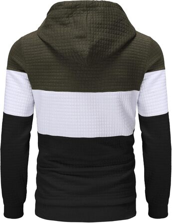 Чоловічий худі YuKaiChen з па́тчворком, джáкард, капюшон, кишені, армійсько-зелений, білий, хакі (4XL)