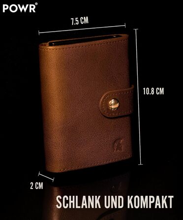 Чоловічий металевий картхолдер POWR Wallet з відділенням для монет. Мінімалістичний картхолдер для чоловіків (темно-коричневий)