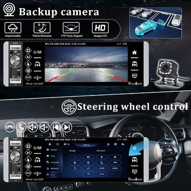 Автомагнітола CAMECHO 1 DIN з CarPlay, 5,1