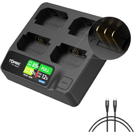 Зарядний пристрій Toprig BC02 для акумуляторів Sony NP-FZ100 з USB-C PD 60W, LCD-дисплеєм та моніторингом заряду в реальному часі