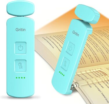 LED кріплення-лампа для читання Gritin з USB-зарядкою, 3 кольори та 3 рівні яскравості, захист очей, блакитний