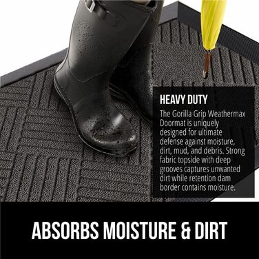 Килимок для підлоги GORILLA GRIP WeatherMax: 100% водонепроникний, для будь-якої погоди, з натурального каучуку, стійкий до плям та сонця, для дому та вулиці