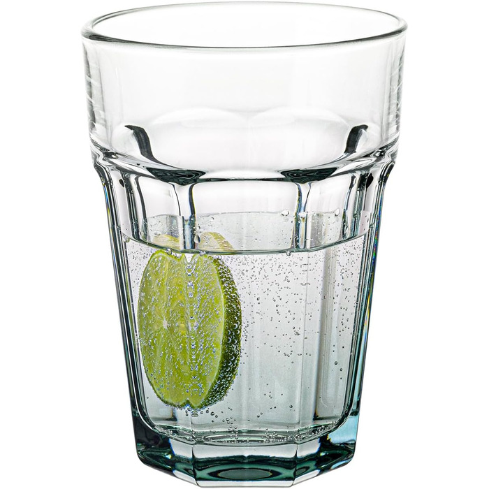 Cocktail Glasses Large Drinking Glasses Cuba Libre Glasses | 425 ml | Set of 6 | Cocktail Highball Water Glass Set Tumblers Retro Design | GIGI Collection | WATERCOLOR OMBRE - Hand Wash